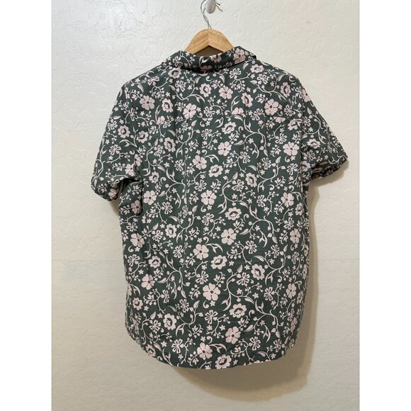 Lands End Woman Floral Top Sz L Aloha Hawaiian Travel Beachy Vacay Resort Casual - Picture 12 of 14